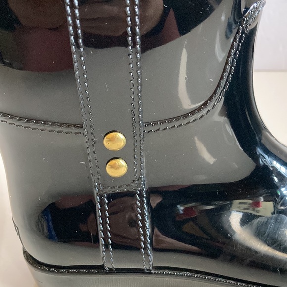 Coach Tasha Signature Gold Buckle Black Long Rain Boots Size 6M - Picture 9 of 16